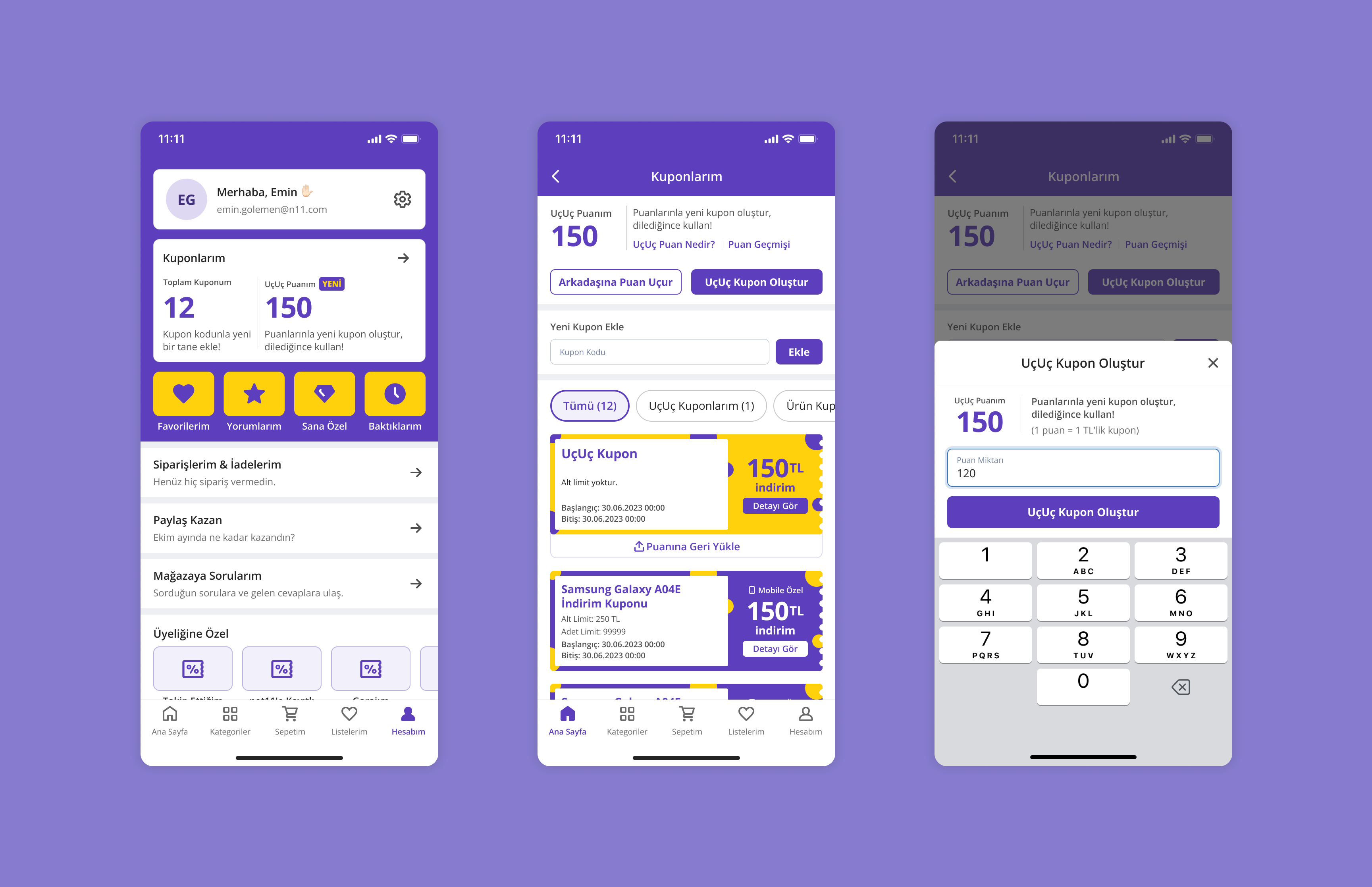 n11 mobile coupon wallet and coupon creation flow
